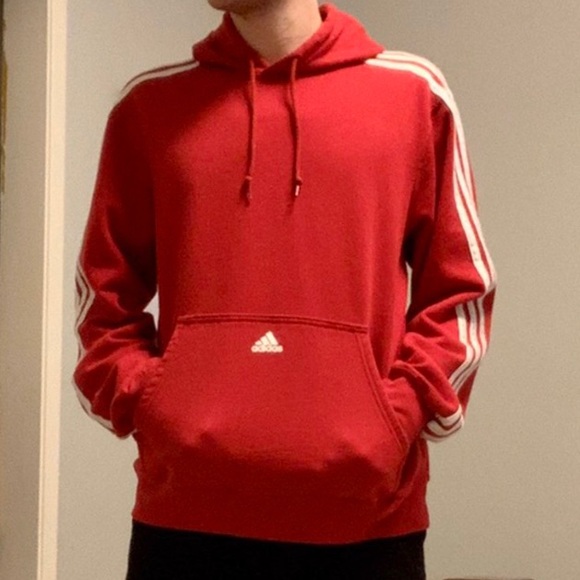 mens red adidas zip up hoodie